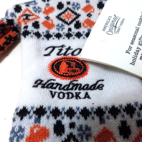 Tito's Handmade Vodka Knit Bottle Dress New W/ Tag Orange White Embroidered - Picture 2 of 4